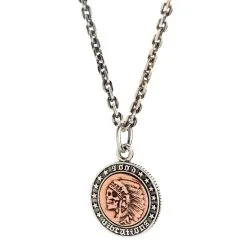 Bikerringshop Sterling Silver Skull Indian Liberty Coin Pendant -Outlet Rings Store indian liberty coin necklace 3