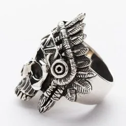 Bikerringshop Sterling Silver Skull Indian Chief Biker Ring -Outlet Rings Store indian rings 12