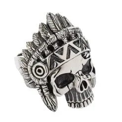 Bikerringshop Sterling Silver Skull Indian Chief Biker Ring -Outlet Rings Store indian rings 2