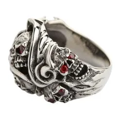 Bikerringshop Silver Red Eyes Inferno Skull Rings -Outlet Rings Store inferno skull ring 11