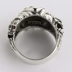 Bikerringshop Silver Red Eyes Inferno Skull Rings -Outlet Rings Store inferno skull ring 6