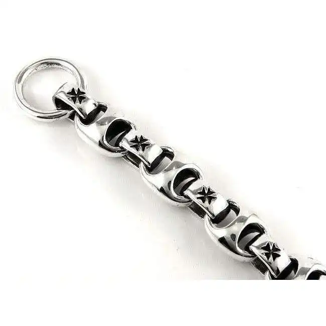 Bikerringshop Sterling Silver Iron Cross Men Bracelet 5 Bikerringshop Sterling Silver Iron Cross Men Bracelet - Image 3