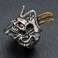 Bikerringshop Sterling Silver Red Eye Skull Pirate Ring -Outlet Rings Store jack sparrow skull ring 2