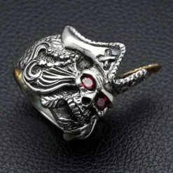 Bikerringshop Sterling Silver Red Eye Skull Pirate Ring -Outlet Rings Store jack sparrow skull ring 3