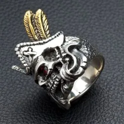 Bikerringshop Sterling Silver Red Eye Skull Pirate Ring -Outlet Rings Store jack sparrow skull ring 4