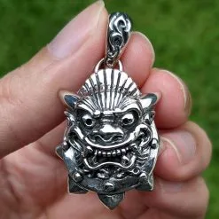 Bikerringshop Silver Japanese Demon Mask Pendant