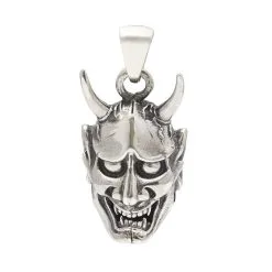 Bikerringshop Silver Japanese Devil Oni Mask Pendant