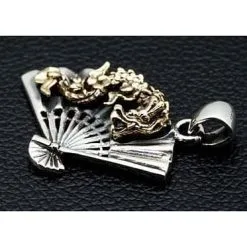 Bikerringshop Sterling Silver Japanese Dragon Fan Pendants