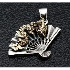 Bikerringshop Sterling Silver Japanese Dragon Fan Pendants -Outlet Rings Store japanese dragon fan pendants 3