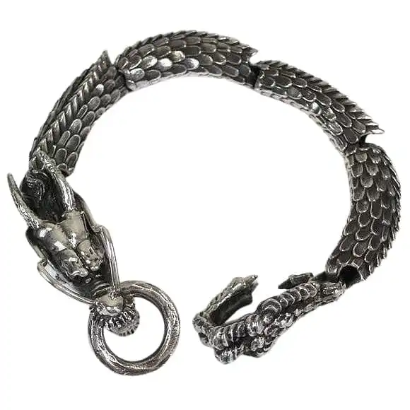 Bikerringshop Japanese Dragon Sterling Silver Bracelet 4 Bikerringshop Japanese Dragon Sterling Silver Bracelet - Image 2