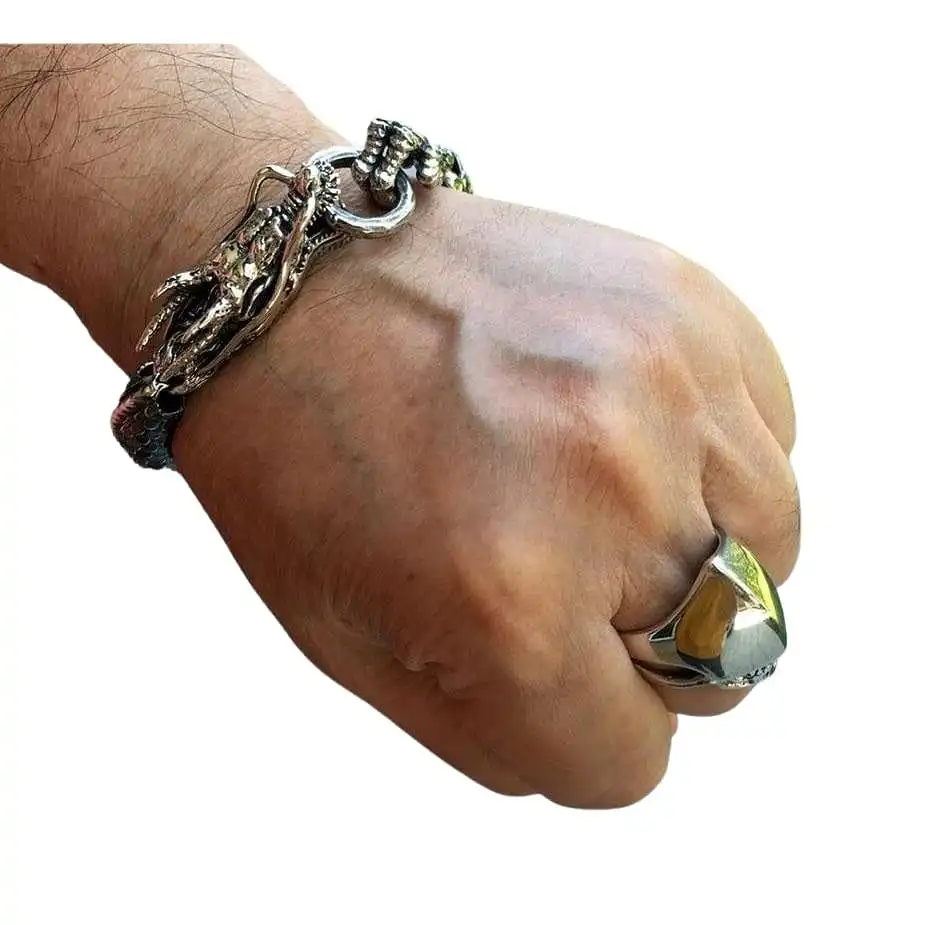 Bikerringshop Japanese Dragon Sterling Silver Bracelet 8 Bikerringshop Japanese Dragon Sterling Silver Bracelet - Image 6