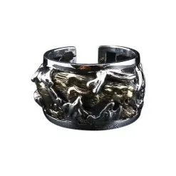 Bikerringshop Sterling Silver Japanese Gold Tiger Ring
