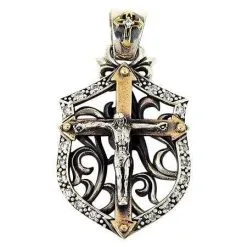 Bikerringshop 925 Sterling Silver Crucifix Jesus Pendant