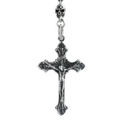 Bikerringshop Sterling Silver Skull Jesus Chain Necklace