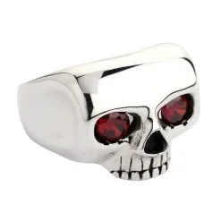 Bikerringshop Sterling Silver Red Eyes Skull Rings -Outlet Rings Store johnny depp ring 10