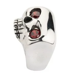 Bikerringshop Sterling Silver Red Eyes Skull Rings -Outlet Rings Store johnny depp ring 6