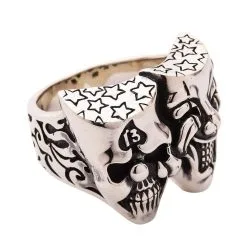 Bikerringshop Sterling Silver Skull Joker Clown Biker Ring 17 Bikerringshop Sterling Silver Skull Joker Clown Biker Ring -Outlet Rings Store joker clown biker ring 3