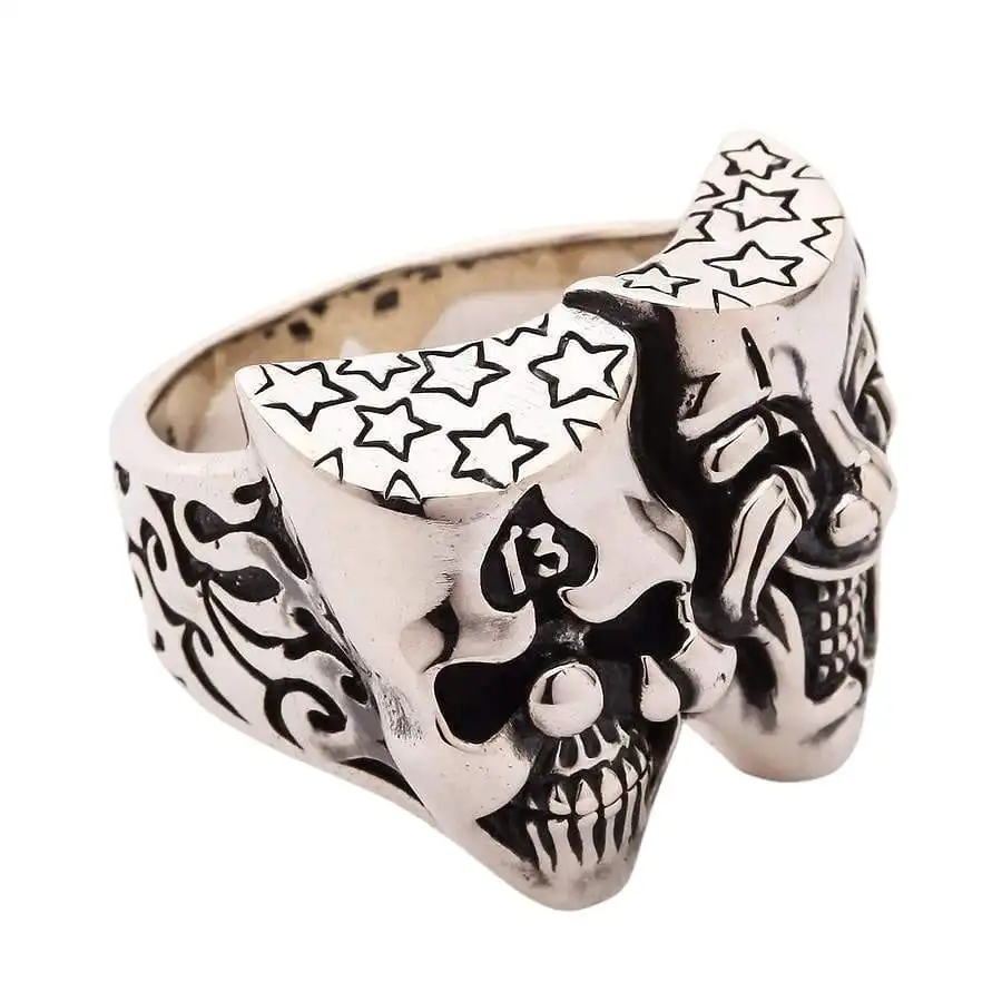 Bikerringshop Sterling Silver Skull Joker Clown Biker Ring 9 Bikerringshop Sterling Silver Skull Joker Clown Biker Ring - Image 7