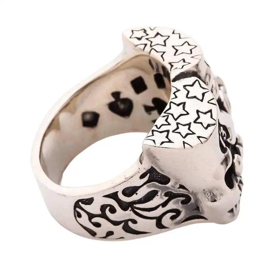 Bikerringshop Sterling Silver Skull Joker Clown Biker Ring 10 Bikerringshop Sterling Silver Skull Joker Clown Biker Ring - Image 8