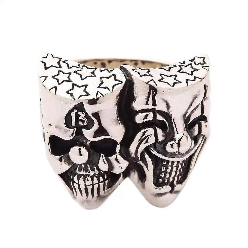 Bikerringshop Sterling Silver Skull Joker Clown Biker Ring 6 Bikerringshop Sterling Silver Skull Joker Clown Biker Ring - Image 4