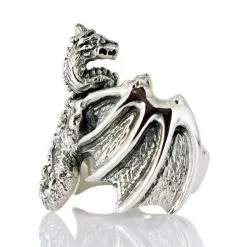 Bikerringshop Sterling Silver Knight Dragon Ring