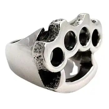 Bikerringshop Sterling Silver Knuckle Duster Mens Ring 3 Bikerringshop Sterling Silver Knuckle Duster Mens Ring