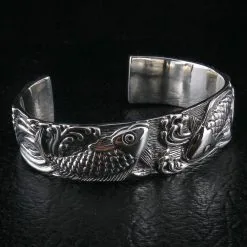 Bikerringshop Sterling Silver Koi Bangle Cuff Bracelet 13 Bikerringshop Sterling Silver Koi Bangle Cuff Bracelet -Outlet Rings Store koi bangle cuff bracelet 5