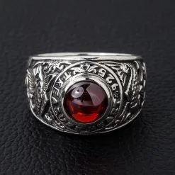 Bikerringshop Koi Ruby Silver Mens Ring -Outlet Rings Store koi ruby mens ring
