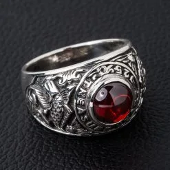 Bikerringshop Koi Ruby Silver Mens Ring