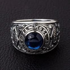 Bikerringshop Koi Sapphire Sterling Silver Japanese Mens Ring