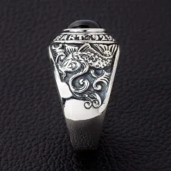 Bikerringshop Koi Sapphire Sterling Silver Japanese Mens Ring 13 Bikerringshop Koi Sapphire Sterling Silver Japanese Mens Ring -Outlet Rings Store koi sapphire mens ring 7