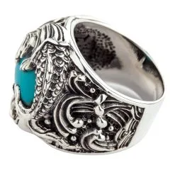 Bikerringshop Sterling Silver Japanese Koi Fish Turquoise Mens Ring 13 Bikerringshop Sterling Silver Japanese Koi Fish Turquoise Mens Ring -Outlet Rings Store koi turquoise mens ring 5