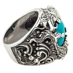 Bikerringshop Sterling Silver Japanese Koi Fish Turquoise Mens Ring 12 Bikerringshop Sterling Silver Japanese Koi Fish Turquoise Mens Ring -Outlet Rings Store koi turquoise mens ring 6