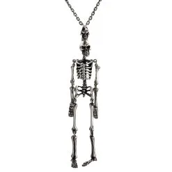 Bikerringshop Large Sterling Silver Skull Skeleton Pendant Necklace 26 Bikerringshop Large Sterling Silver Skull Skeleton Pendant Necklace -Outlet Rings Store large skeleton necklace