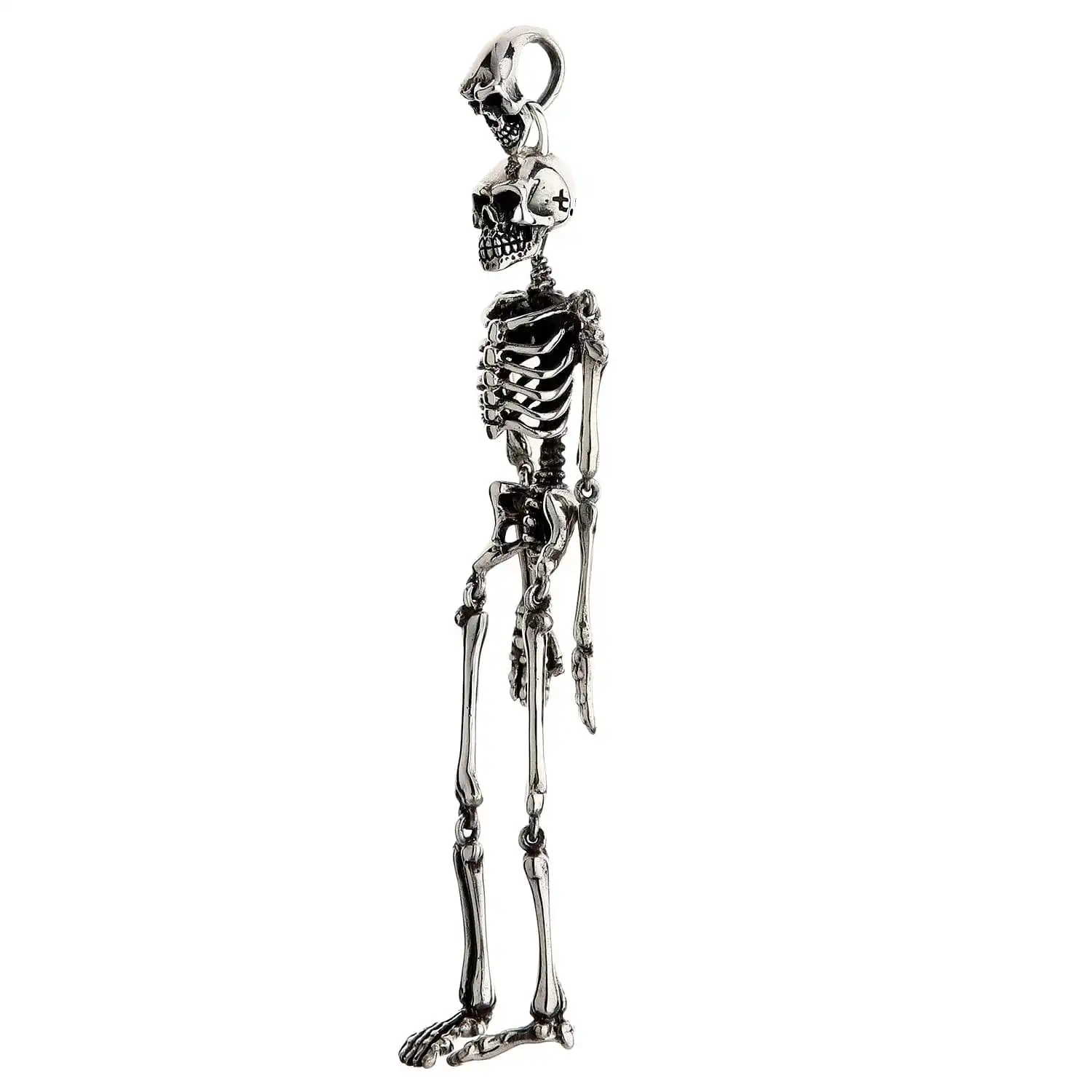 Bikerringshop Large Sterling Silver Skull Skeleton Pendant Necklace 6 Bikerringshop Large Sterling Silver Skull Skeleton Pendant Necklace - Image 4