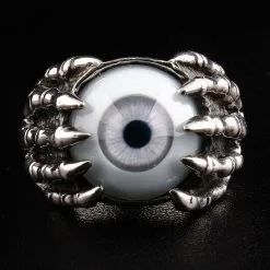 Bikerringshop Sterling Silver Eyeball Claw Gothic Ring