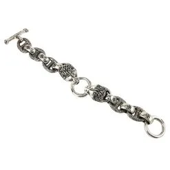 Bikerringshop Silver Lion Head Mens Chain Bracelets -Outlet Rings Store lion head bracelets 4