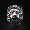 Bikerringshop 925 Sterling Silver Diamond Eye Lion Head Ring 2 Bikerringshop 925 Sterling Silver Diamond Eye Lion Head Ring -Outlet Rings Store lion head ring