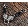 Bikerringshop Lion Silver Mens Leather Bracelet -Outlet Rings Store lion leather bracelet