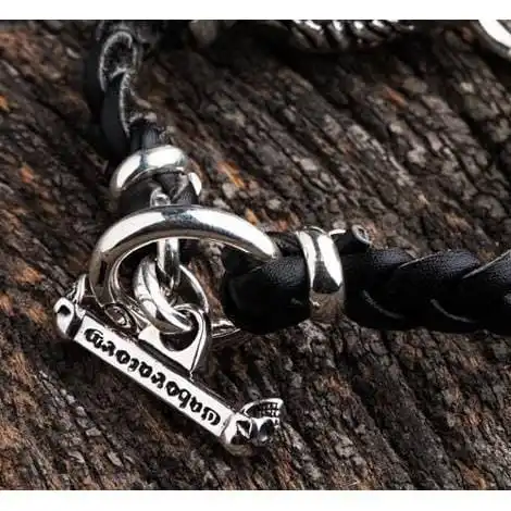 Bikerringshop Lion Silver Mens Leather Bracelet 5 Bikerringshop Lion Silver Mens Leather Bracelet - Image 3