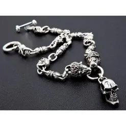 Bikerringshop Lion Skull Sterling Silver Biker Necklace -Outlet Rings Store lion skull silver necklace 7