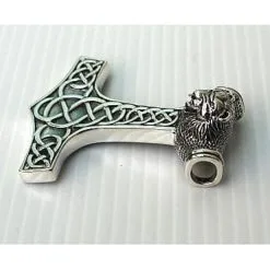Bikerringshop Sterling Silver Lion Thors Hammer Viking Pendant -Outlet Rings Store lion thors hammer viking pendant 4