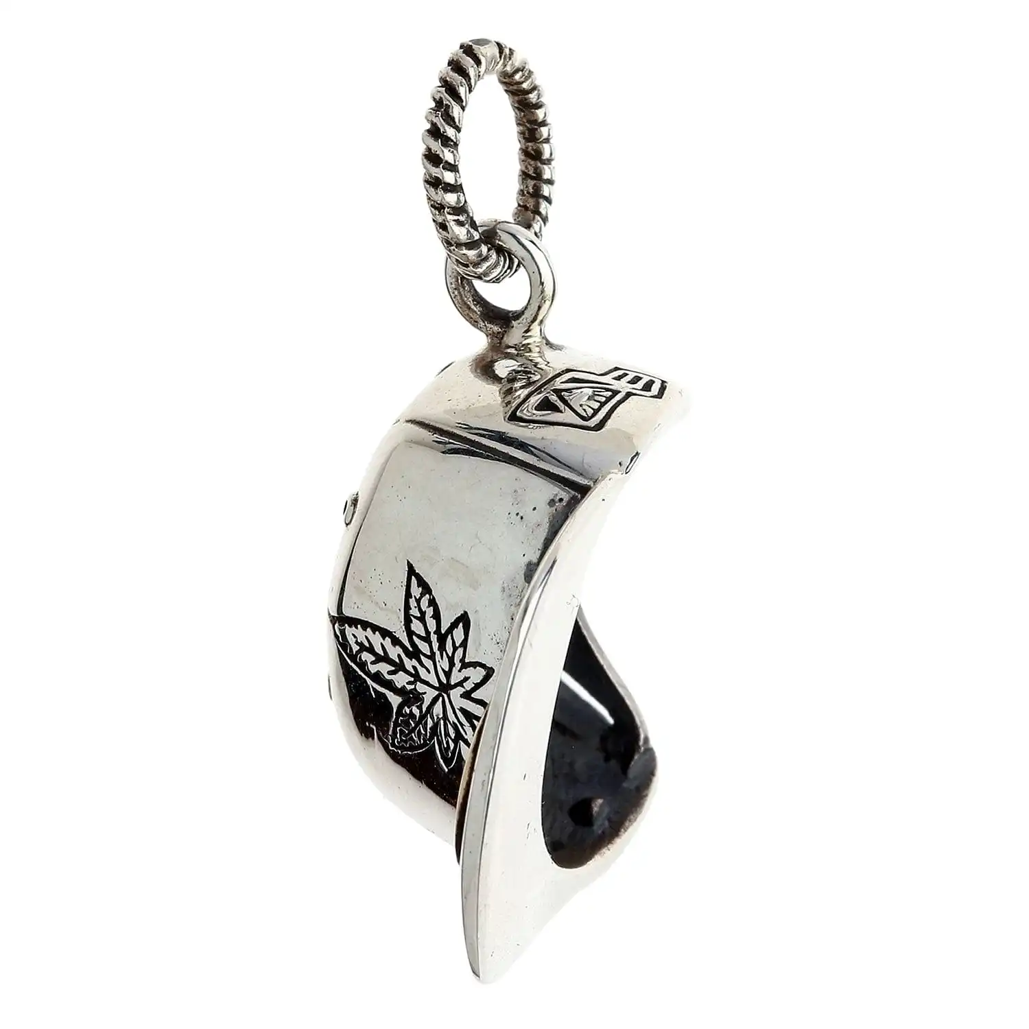 Bikerringshop Sterling Silver Marijuana Leaf Cap Pendant 5 Bikerringshop Sterling Silver Marijuana Leaf Cap Pendant - Image 3
