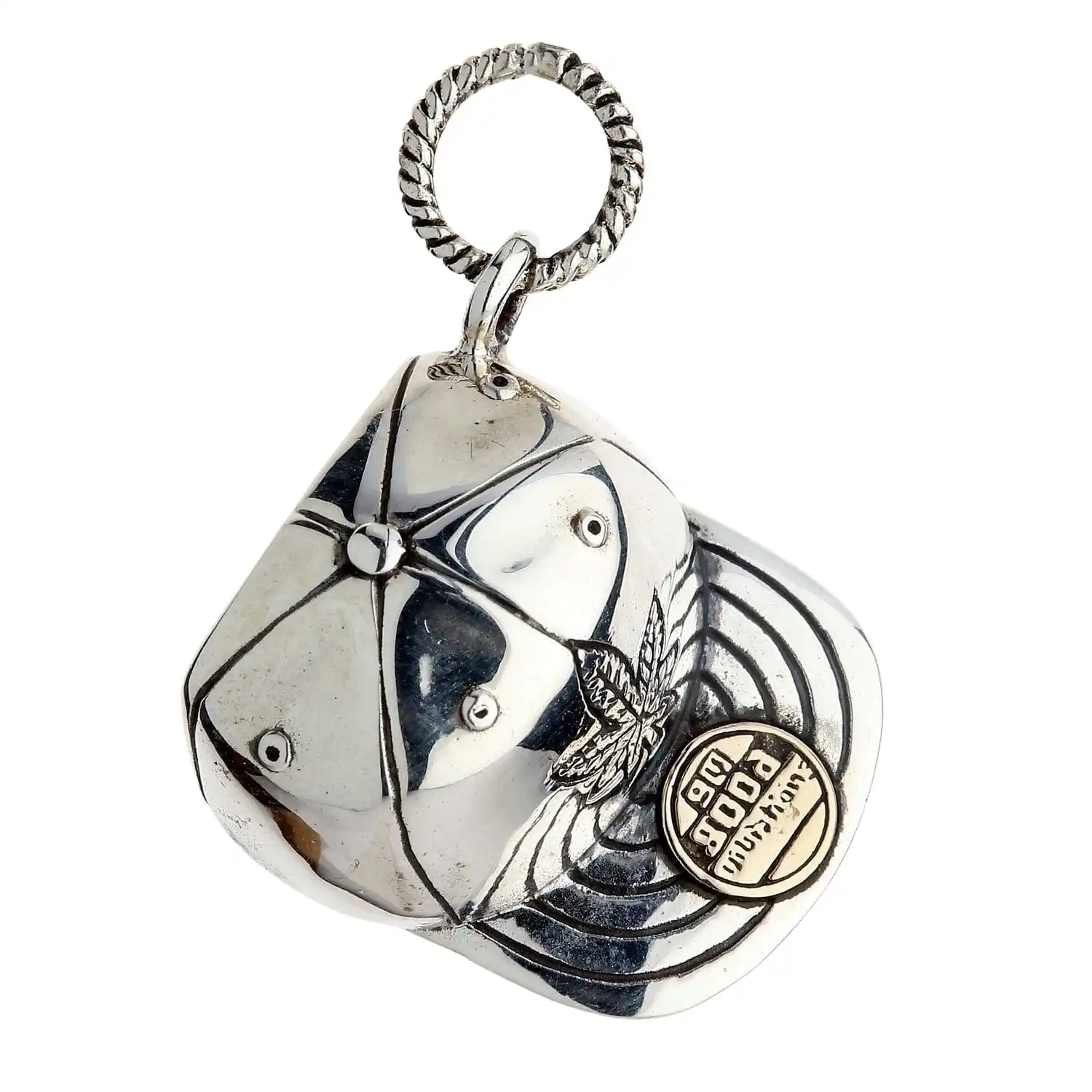 Bikerringshop Sterling Silver Marijuana Leaf Cap Pendant 4 Bikerringshop Sterling Silver Marijuana Leaf Cap Pendant - Image 2