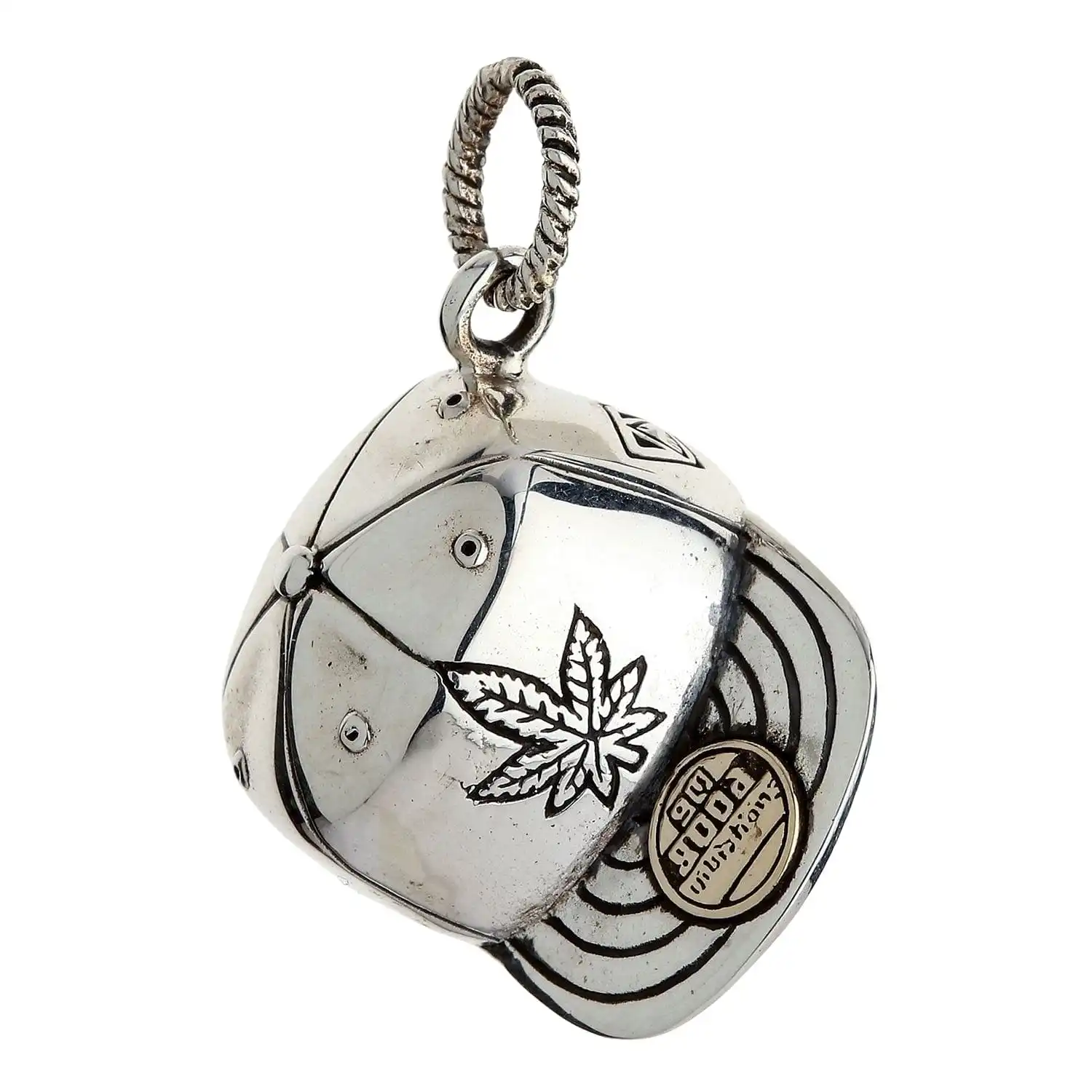 Bikerringshop Sterling Silver Marijuana Leaf Cap Pendant 3 Bikerringshop Sterling Silver Marijuana Leaf Cap Pendant
