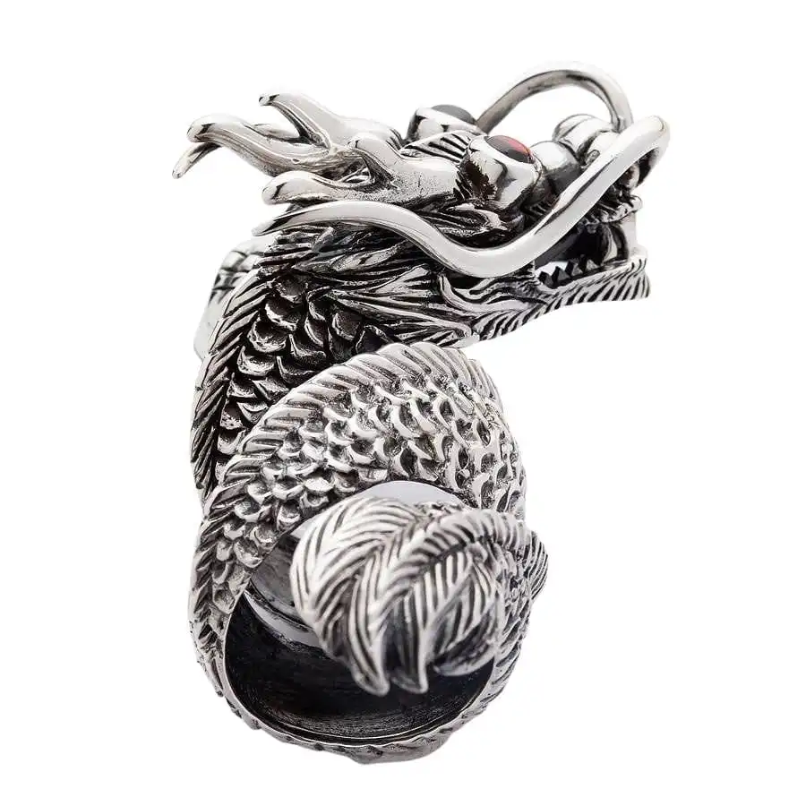 Bikerringshop Massive Red Eye Dragon Sterling Silver Ring 10 Bikerringshop Massive Red Eye Dragon Sterling Silver Ring - Image 8