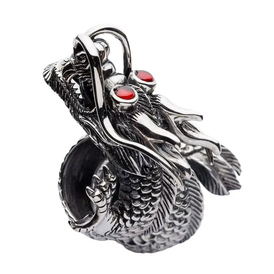 Bikerringshop Massive Red Eye Dragon Sterling Silver Ring 11 Bikerringshop Massive Red Eye Dragon Sterling Silver Ring - Image 9