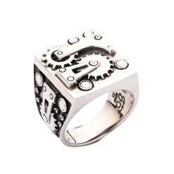 Bikerringshop Mechanical Sterling Silver Biker Ring 11 Bikerringshop Mechanical Sterling Silver Biker Ring -Outlet Rings Store mechanical silver biker ring