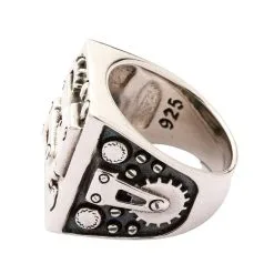 Bikerringshop Mechanical Sterling Silver Biker Ring 13 Bikerringshop Mechanical Sterling Silver Biker Ring -Outlet Rings Store mechanical silver biker ring 5