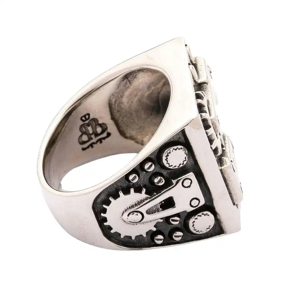 Bikerringshop Mechanical Sterling Silver Biker Ring 8 Bikerringshop Mechanical Sterling Silver Biker Ring - Image 6